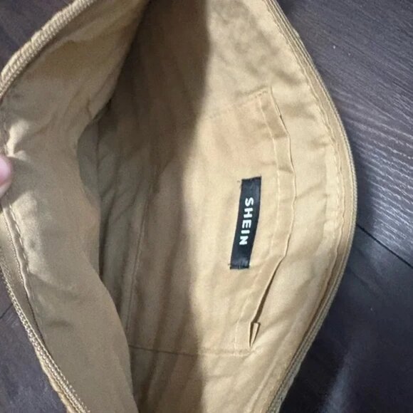 SHEIN Boho 'Beach' Straw Clutch Handwoven Summer Vacation Bag with Pom-Pom Trim - Picture 3 of 4